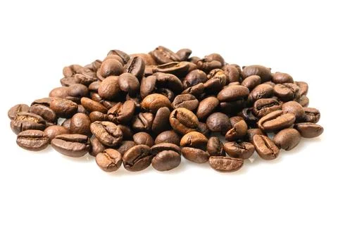 Coffee beans isolated on white background close up Stock Photos