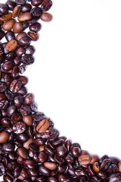 Coffee beans isolated on white with copyspace Stock Photos