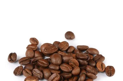The coffee beans isolated on white Stock Photos
