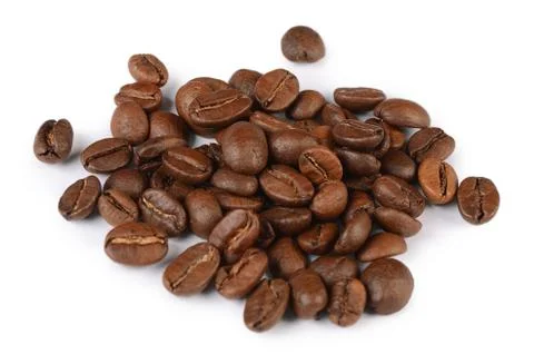 The coffee beans isolated on white Stock Photos