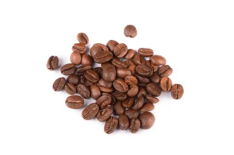 The coffee beans isolated on white Stock Photos