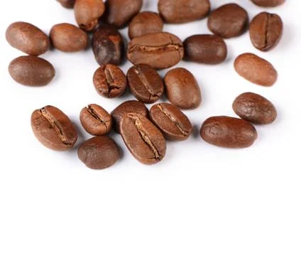 The coffee beans isolated on white Stock Photos