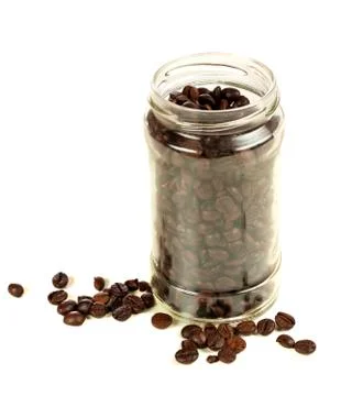 Coffee beans in jar 스톡 사진