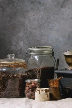 Coffee beans in jar Stock Photos