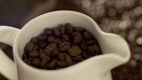 Coffee beans in jug Stock Footage 76050805