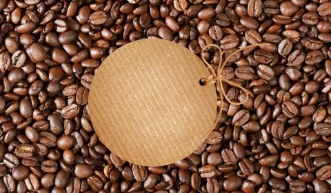 Coffee beans with label Stock Photos