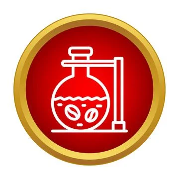 Coffee beans in laboratory flask processing icon Stock Illustration