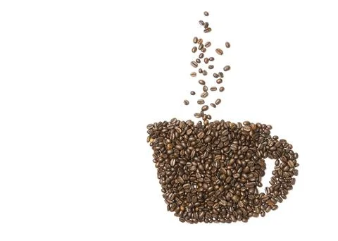 Coffee beans laid out in the shape of a cup 2 Stock Photos
