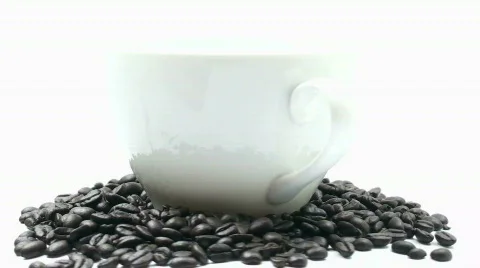 Coffee beans loop with mug - HD  Stock Footage 449883