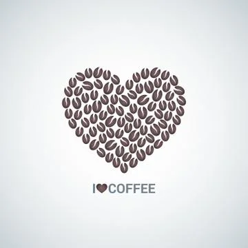 Coffee beans love concept vector background Stock Illustration