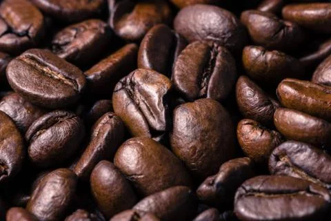 Coffee beans. Macro close up for background and texture Stock Photos