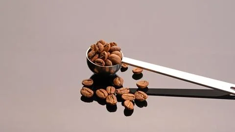 Coffee Beans in a Measuring Scoop Stock Photos
