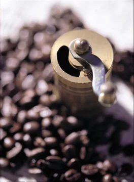 Coffee Beans with mill Stock Photos