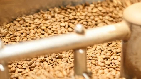 Coffee Beans Mixed in Roaster Stock Footage 101550040