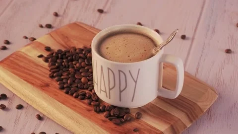 Coffee beans, morning hot coffee Stock Footage