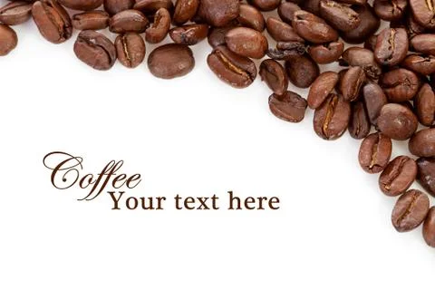 Coffee beans over white with text space Stock Illustration