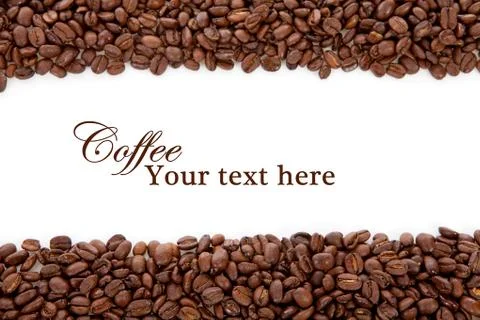 Coffee beans over white with text space Stock Illustration