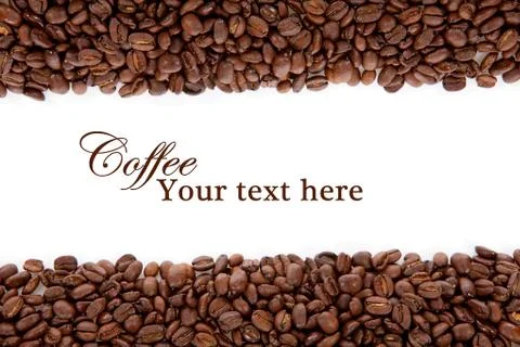Coffee beans over white with text space Stock Illustration