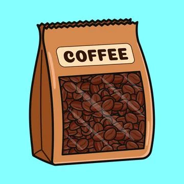 Coffee beans packaging bag with whole roasted coffee Stock Illustration