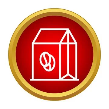Coffee beans packaging icon in gold circle Stock Illustration