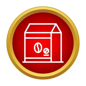Coffee beans packaging icon red circle illustration Stock Illustration