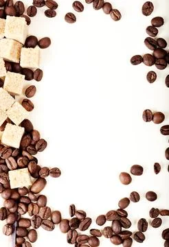 Coffee beans, paper, Stock Photos