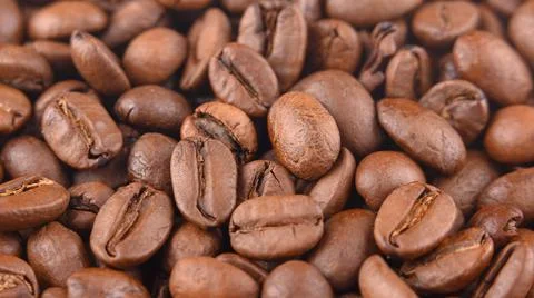 Coffee beans pattern macro. Photo espresso caffeine Foto stock