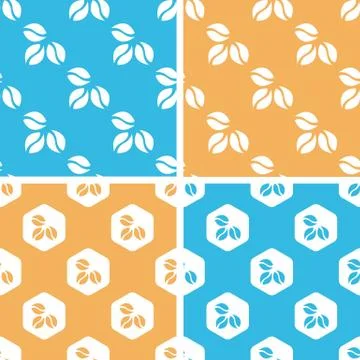 Coffee beans pattern set, colored Illustrazione stock