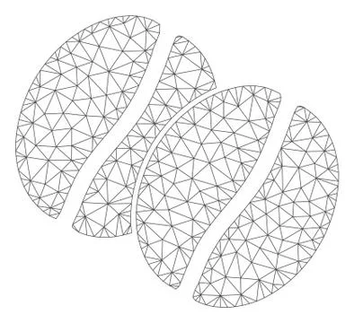 Coffee Beans Polygonal Frame Vector Mesh Illustration 库存插图