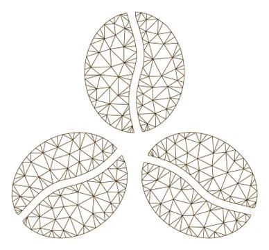 Coffee Beans Polygonal Frame Vector Mesh Illustration Illustrazione stock