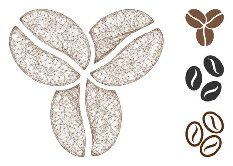 Coffee Beans Polygonal Web Vector Mesh Illustration イラスト素材