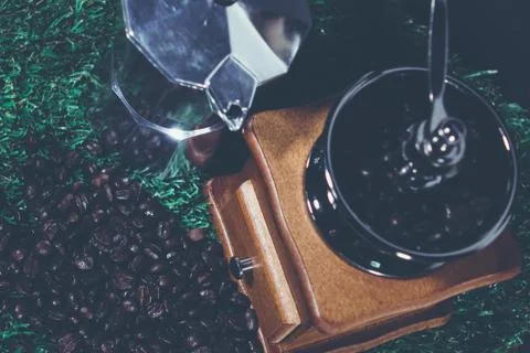 Coffee beans pot Stock Photos