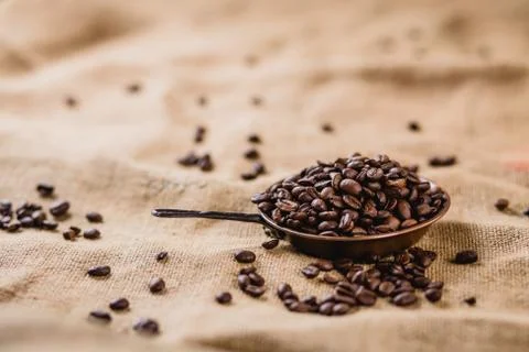 Coffee beans in a pot Stock Photos
