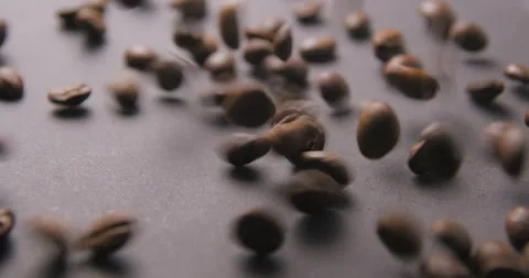 Coffee beans pouring slow motion in studio 4K pro res Video stock 273635532