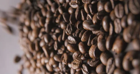 Coffee beans pouring slow motion in studio 4K pro res vertical Video stock 273635839