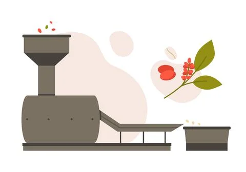 Coffee beans processing machine Illustration