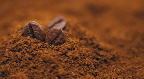 Coffee beans roasted close-up. Drink. Selective focus. Stock Photos