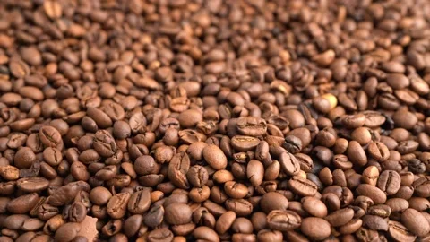 Coffee Beans Roasted Close Up Footage with Motion. Stock Footage 130274237