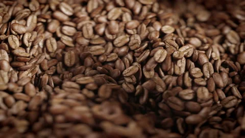 Coffee beans roasted in grinder machine in 4K Video stock 163639773