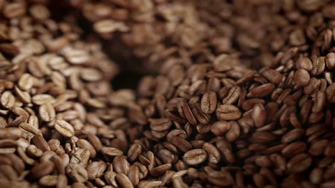 Coffee beans roasted in grinder machine in 4K Stock Footage 163639805