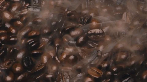 Coffee beans roasted in a pan Stock Footage 117398347