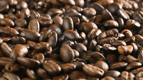 Coffee beans roasted in a pan Stock Footage 256306285