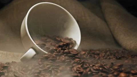 Coffee beans roasted rotating blurred background medium shot abstract video. Stock Footage 139890853