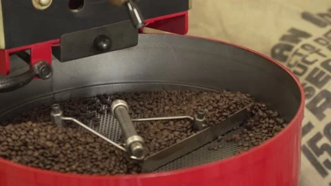 Coffee Beans in Roaster (Slo-mo slider) Stock Footage 172205918