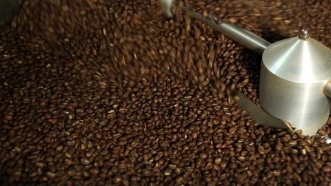 Coffee beans roasting and mixing sequence Stock Footage 104465186