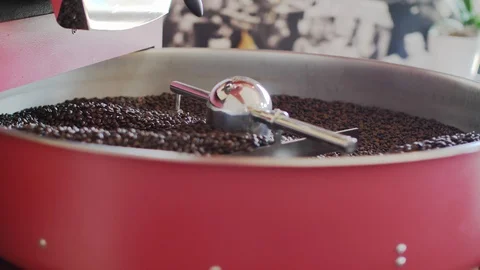 Coffee Beans Roasting in Coffee Roaster Stock Footage 102236618