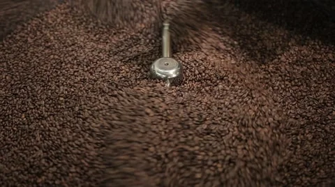 Coffee beans in the roasting machine. Selective focus. Copy space Stock-Footage 43481360