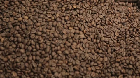 Coffee beans in the roasting machine. Selective focus. Copy space Stock-Footage 43482268