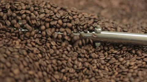 Coffee beans in the roasting machine. Selective focus. Copy space Stock-Footage 43482364