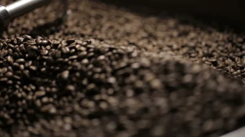 Coffee beans in the roasting machine. Selective focus Stock Footage 55508520